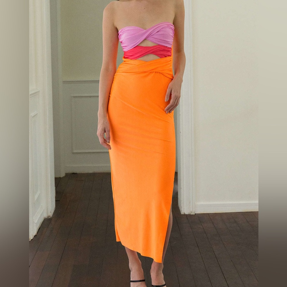 Pink and orange criss cross top Dress